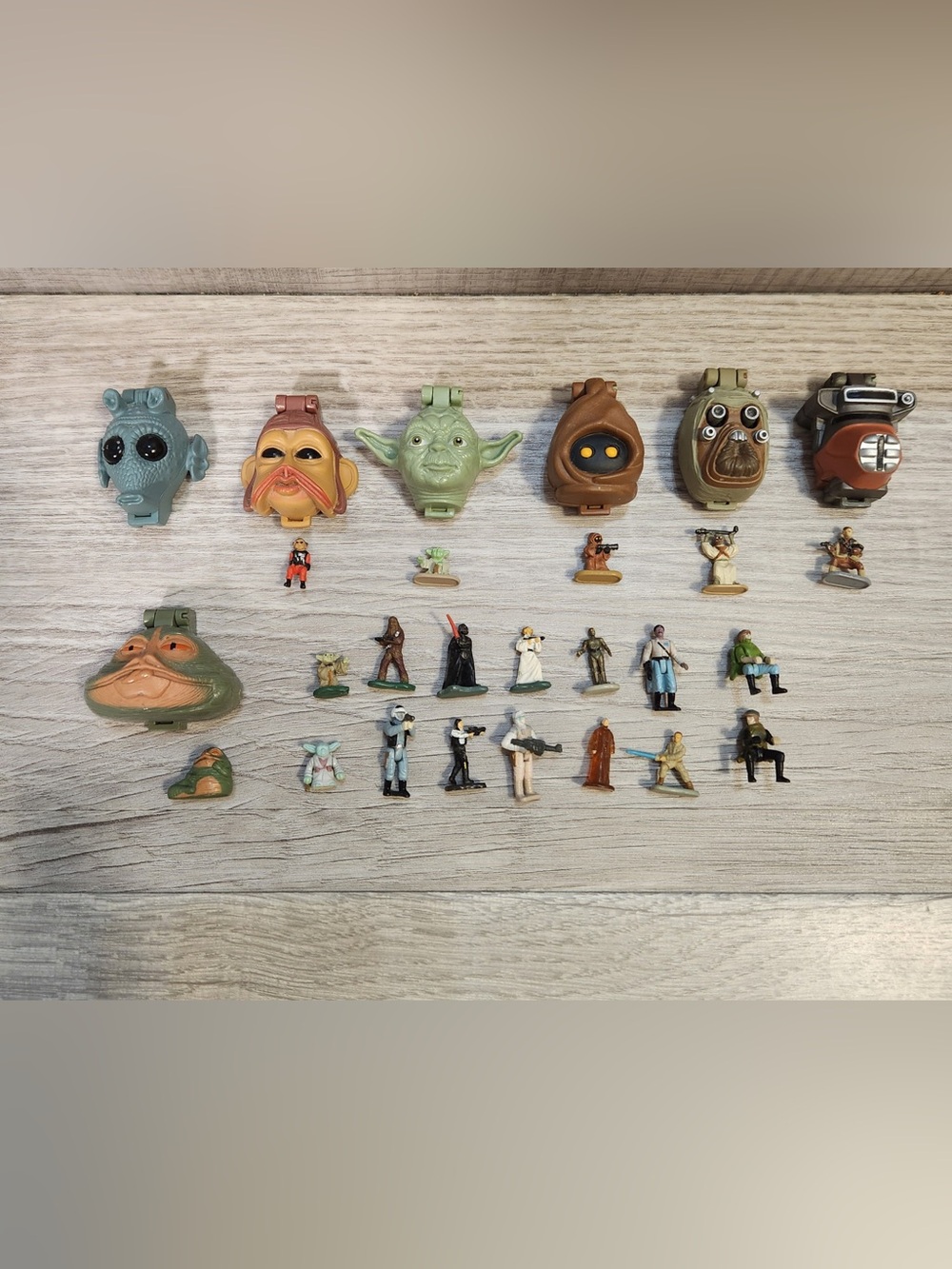Vintage Star Wars Micro Machines Mini Head Pods With Mini Figures Lot